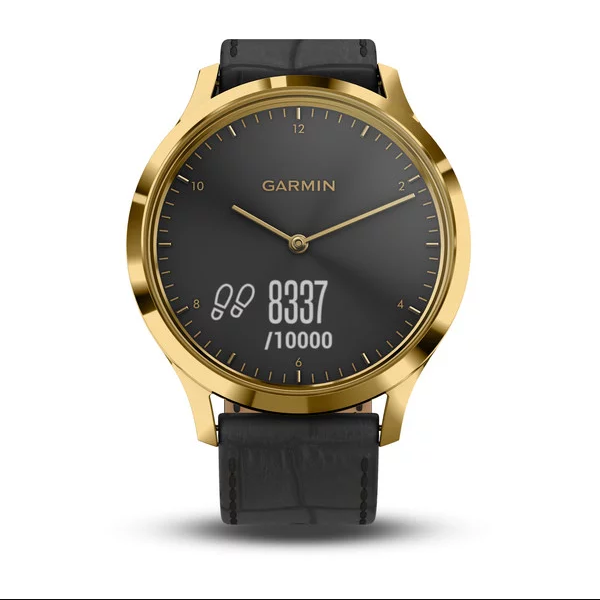 vivomove HR 24K Gold PVD Stainless Steel Case with Black Embossed Italian Leather Band In Pakistan